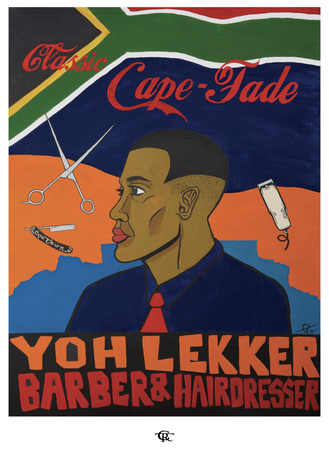 Classic Cape Fade Barber Sign Print A3